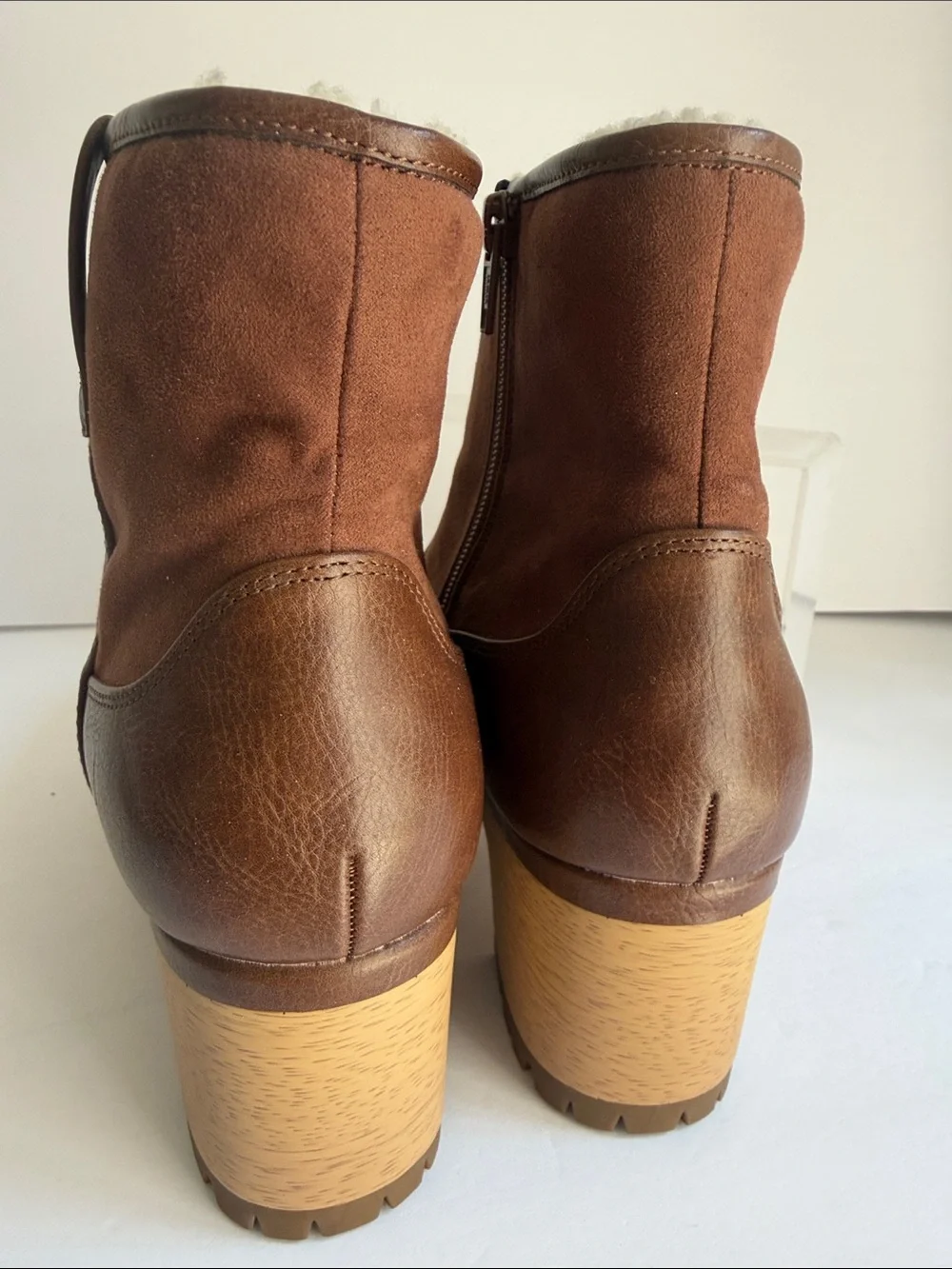 Brown Leather & Suede Insulated Ankle Boots for Women 10